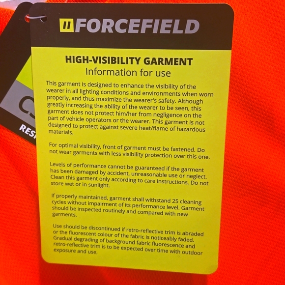 New, Forcefield High Visibility Work Shirt sz. Med. - Picture 4 of 5